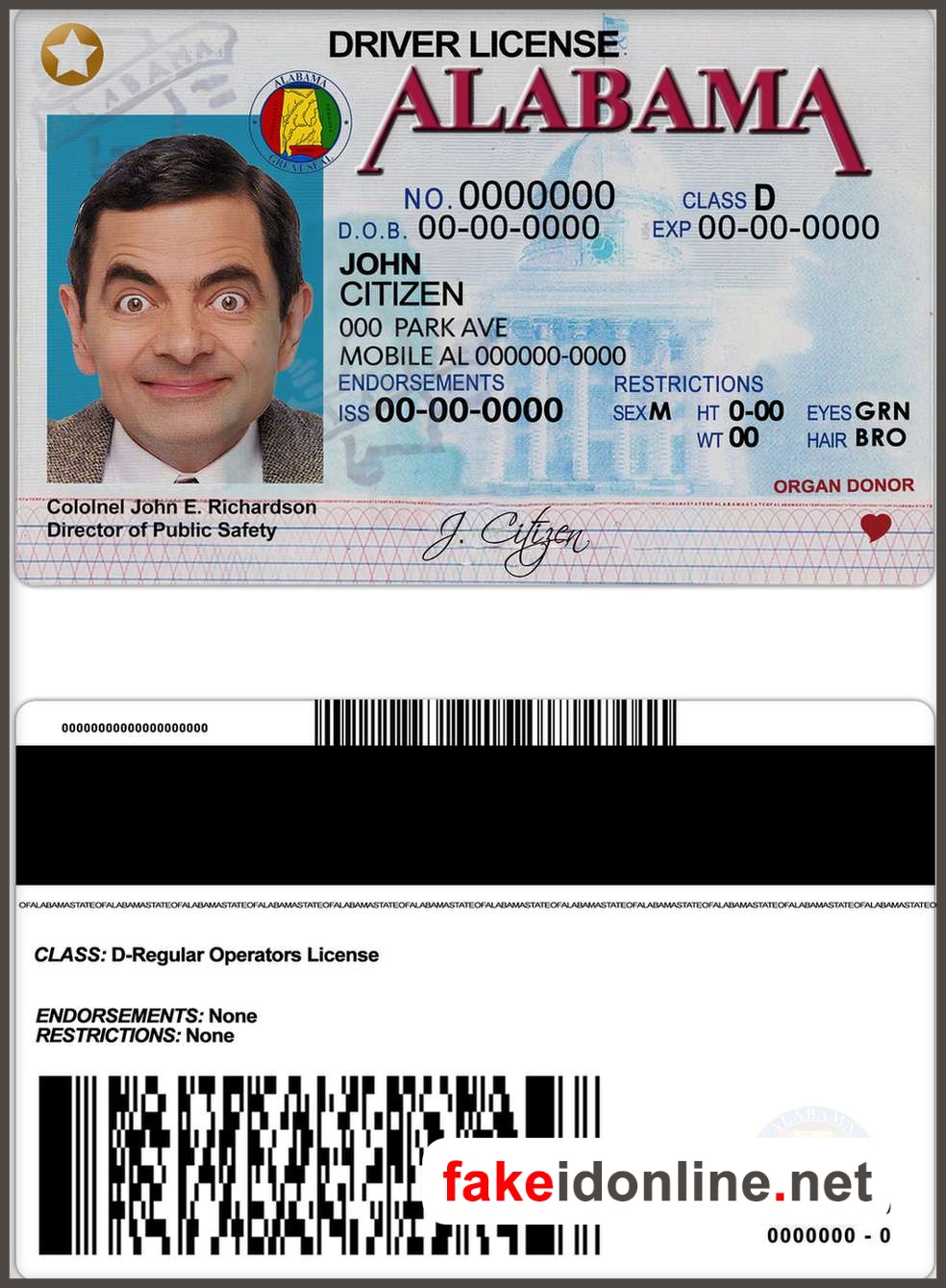 Alabama Driver License PSD Template